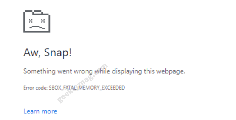 Fix   Error Code  SBOX FATAL MEMORY EXCEEDED  in Chrome - 4