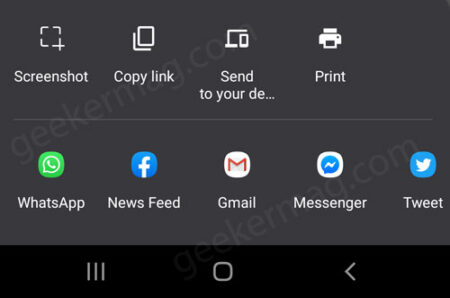 Enable and Use Screenshot option in Chrome Share menu