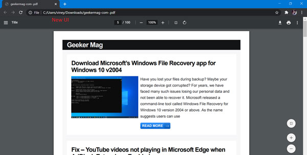 How to Enable new UI for Chrome PDF Viewer - 30