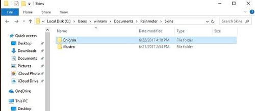 rainmeter skin installer location