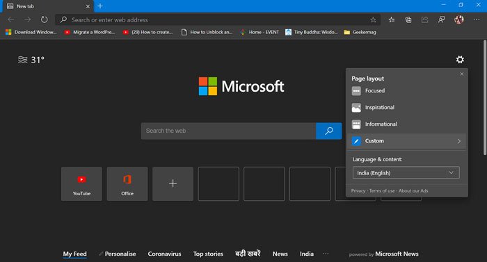 How To Set Custom Background In Microsoft Edge New Tab Page