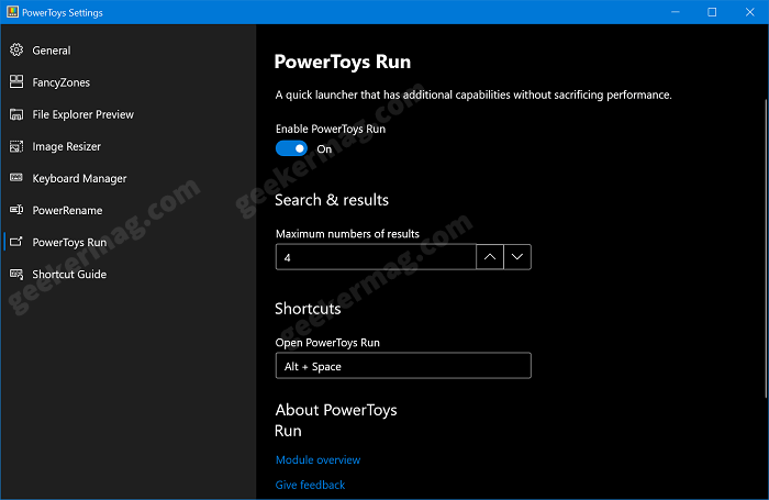 enable powertoys run in windows 10