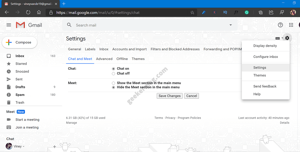 How to Show or Remove Google Meets from Gmail Sidebar - 79