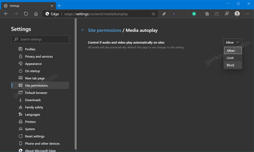 Microsoft Edge let users disable Autoplaying Audio and Videos on Sites - 28