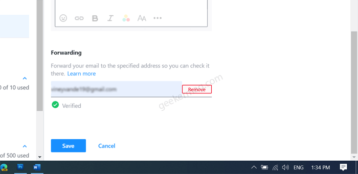 Stop yahoo automatic email forwarding