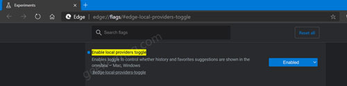 Microsoft Edge gets toggle button to Control suggestions in Omnibox - 60