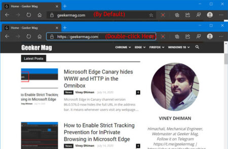 Microsoft Edge Canary hides WWW and HTTP in the Omnibox