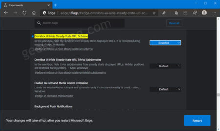 How to Restore https and www in the addressbar of microsoft edge