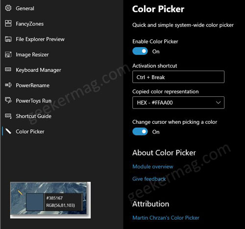 color picker in powertoys in windows 10