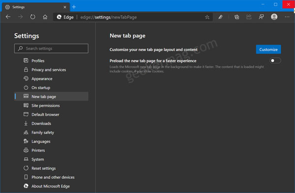 How to Disable Preload New Tab Page in Microsoft Edge - 19