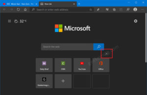 Microsoft Edge Gets a Button to Collapse Quick links on New Tab Page