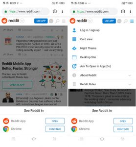 How to Open Reddit website without seeing iOS / Android dialog box at the bottom