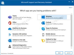 use microsoft support and recovery assistant sara in windows 10