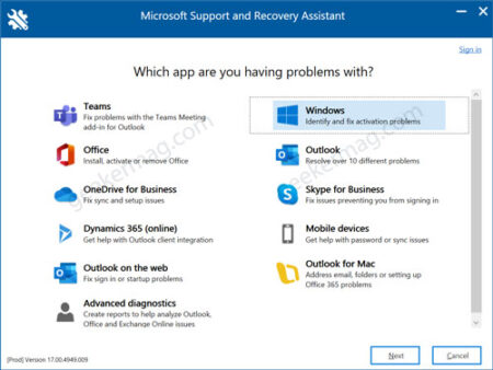 use microsoft support and recovery assistant sara in windows 10