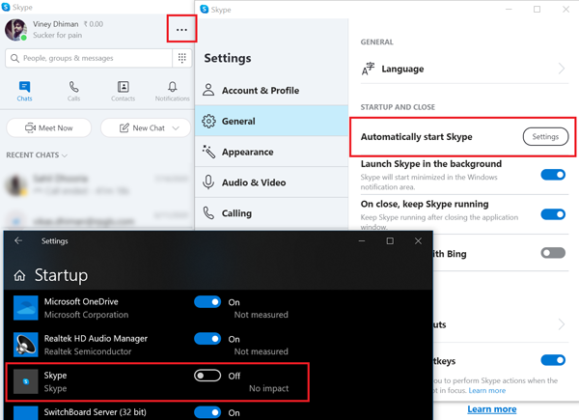 stopping skype on startup windows 10