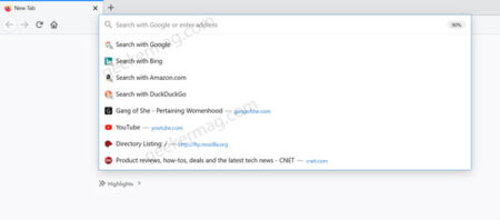 how to disable Top sites to appear in the address bar of Firefox
