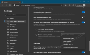Microsoft lets you use Custom DNS Provider in Edge Canary v86.0.612.0 Enable DNS over HTTPS & Set Custom DNS Provider Edge