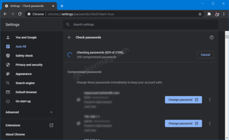 Check weak passwords in Chrome browser