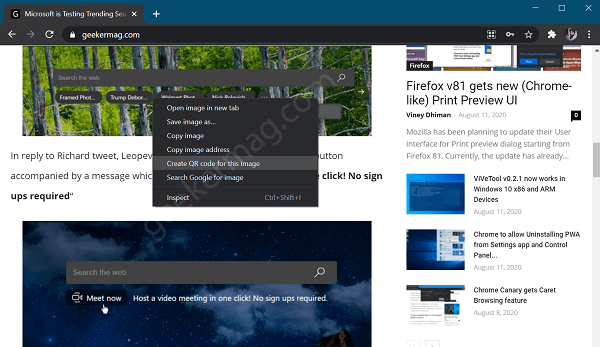 How to Share Webpage and Image via QR Code in Chrome