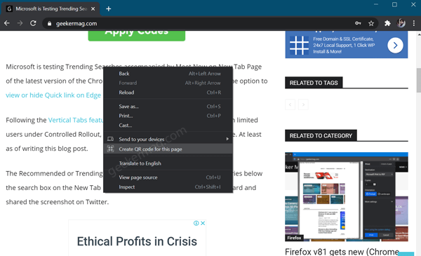 How to Share Webpage and Image via QR Code in Chrome - 21
