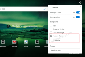 Microsoft Edge Canary gets ‘Custom Theme’ option in New Tab Page Setting Microsoft Edge Canary gets 'Custom Theme' option in New Tab Page Setting
