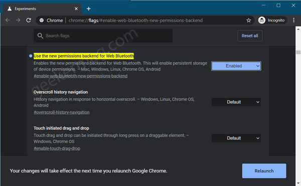 Chrome 85 let users control Bluetooth permissions in settings UI - 65