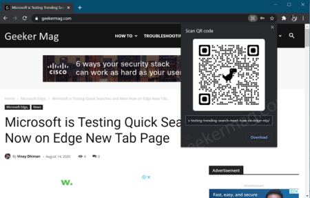 How to Share Webpage and Image via QR Code in Chrome for Desktop to Mobile