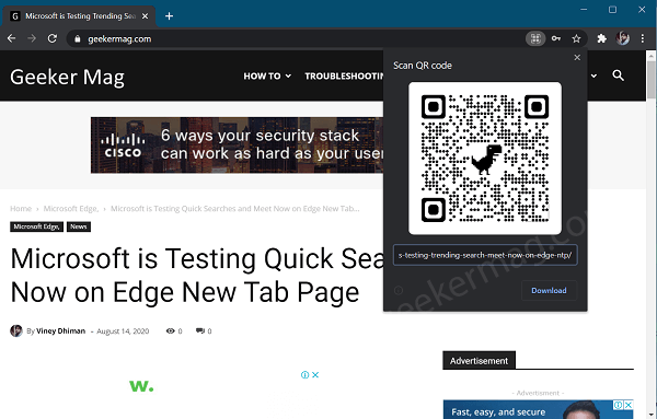 google chrome qr code scanner