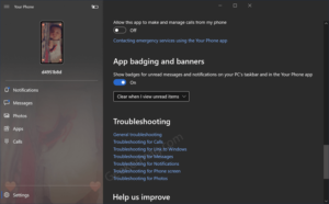 Your Phone app for Windows 10 Get Troubleshooting Section Your Phone app for Windows 10 Get Troubleshooting Section