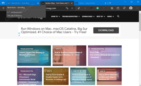 Microsoft is testing a new feature called "Sleeping tabs" in Edge Canary