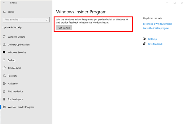 Windows Insider Program - Get Started