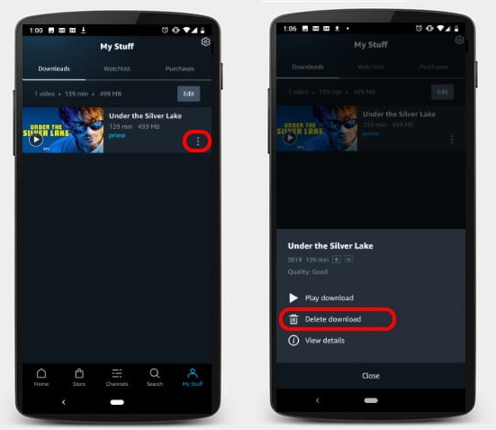 how to delete downloaded amazon prime video from iphone