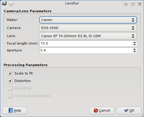 lensfun plugin for gimp