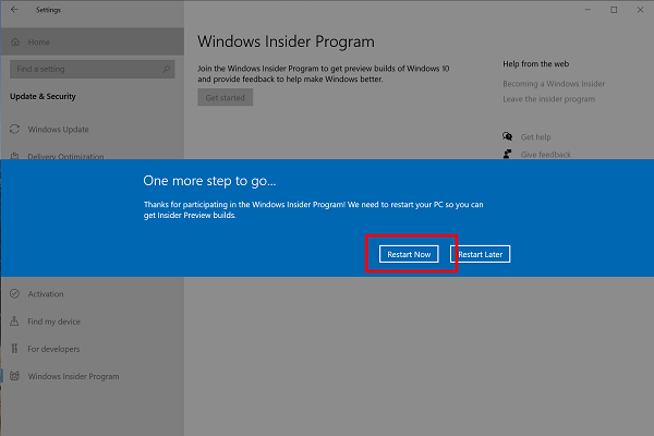 one more step to go - windows insider program