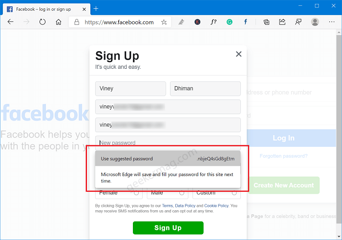 suggest strong password chrome