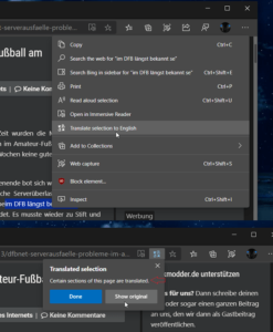 Microsoft Edge Translator now offers the option to translate the selected text Microsoft Edge Translator now offers the option to translate the selected text