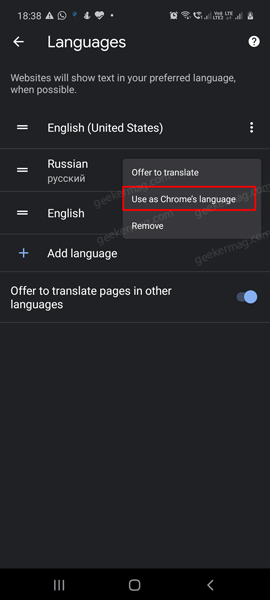 Use as Chrome language setting