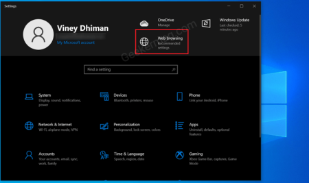 Disable Microsoft Edge Banner Ad in Windows 10 Settings