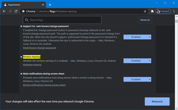 Chrome window naming flag 