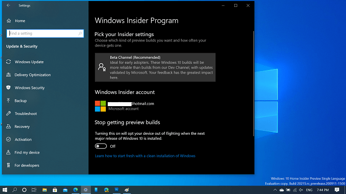 windows 10 insider preview activation