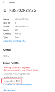 How to Check Drive Temperature in Windows 10 using Settings app