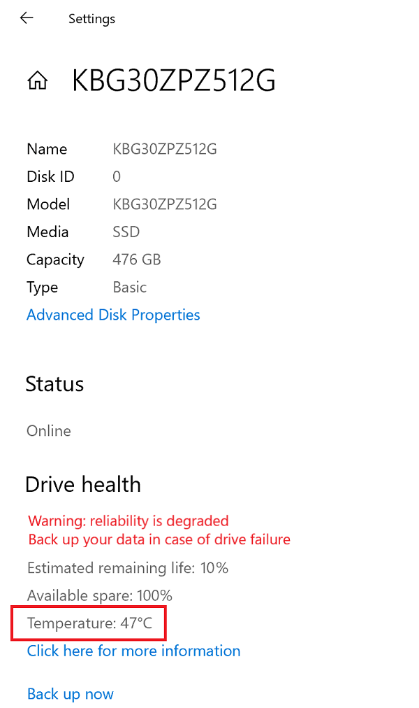 Check Drive Temperature in Windows 10 using Settings app - 8