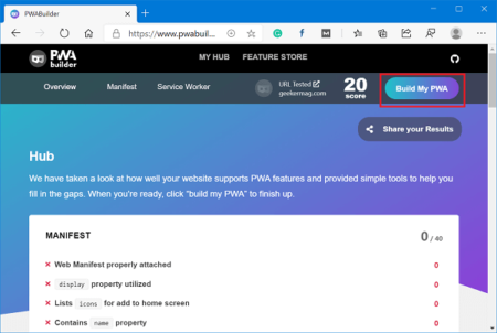 Use PWBuilder to Create Your Site PWA and Upload it to Microsoft Store