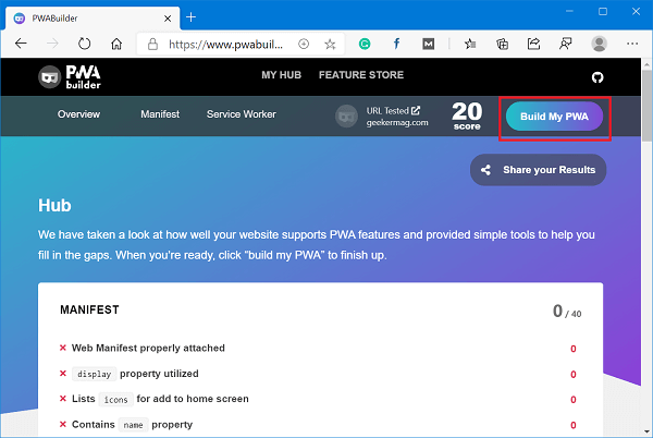 Create Your Site PWA and Upload it to Microsoft Store - 18
