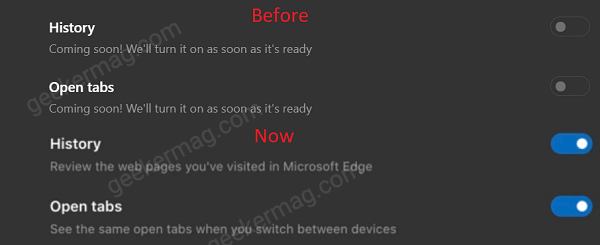 Microsoft Testing History and Open Tabs Sync in Edge Canary - 5