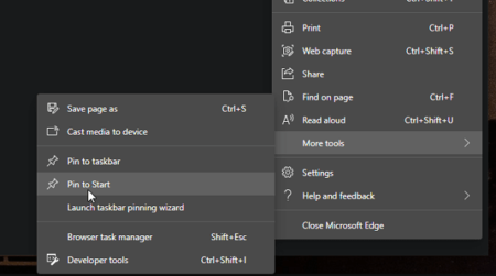 Microsoft Edge let you Pin Sites Windows 10 Start Menu