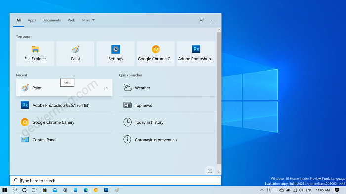 Windows 10 Start Menu to Show Recent Searches - 72