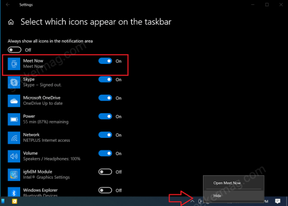add skype icon to taskbar