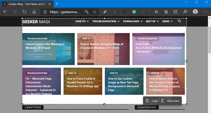 Microsoft Edge Web Capture tool gets Add Notes Option