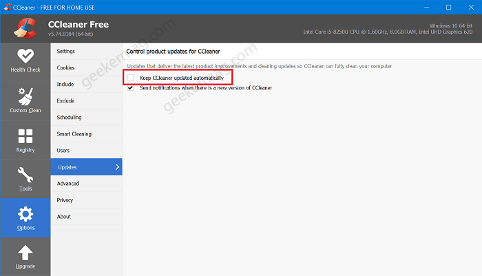 How to Disable Automatic Updates in CCleaner Free Version - 8